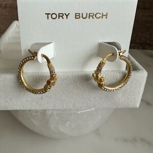Tory Burch Gold and Silver Hoop Earrings